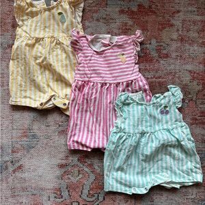 Striped NEXT Baby Rompers in Yellow, Pink, and Green